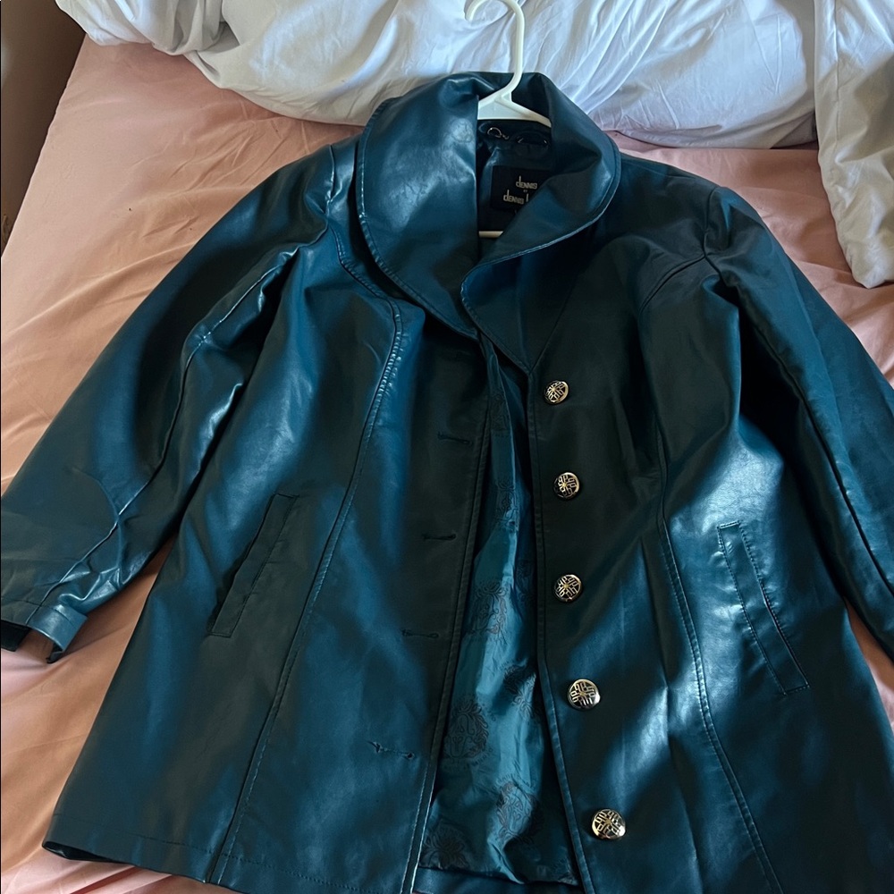 Dennis Basso Deep Teal Leather Jacket